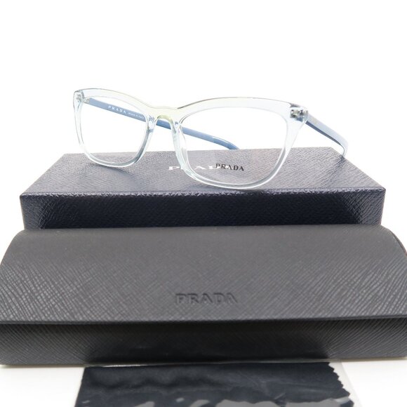 Prada VPR 10V 325-1O1 54mm Clear Blue/Blue Rectangle New Women's Eyeglasses. - Picture 1 of 10